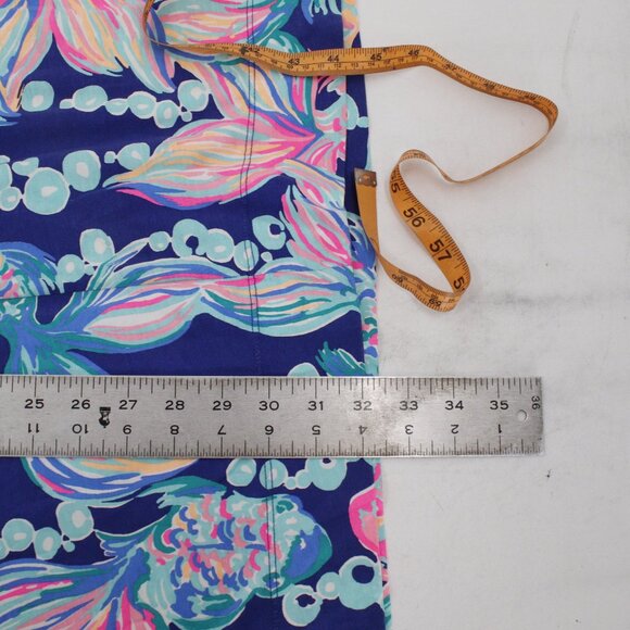 Lilly Pulitzer Marlowe Dress Womens Small Going Coastal True Blue Fish Boatneck - Picture 7 of 10